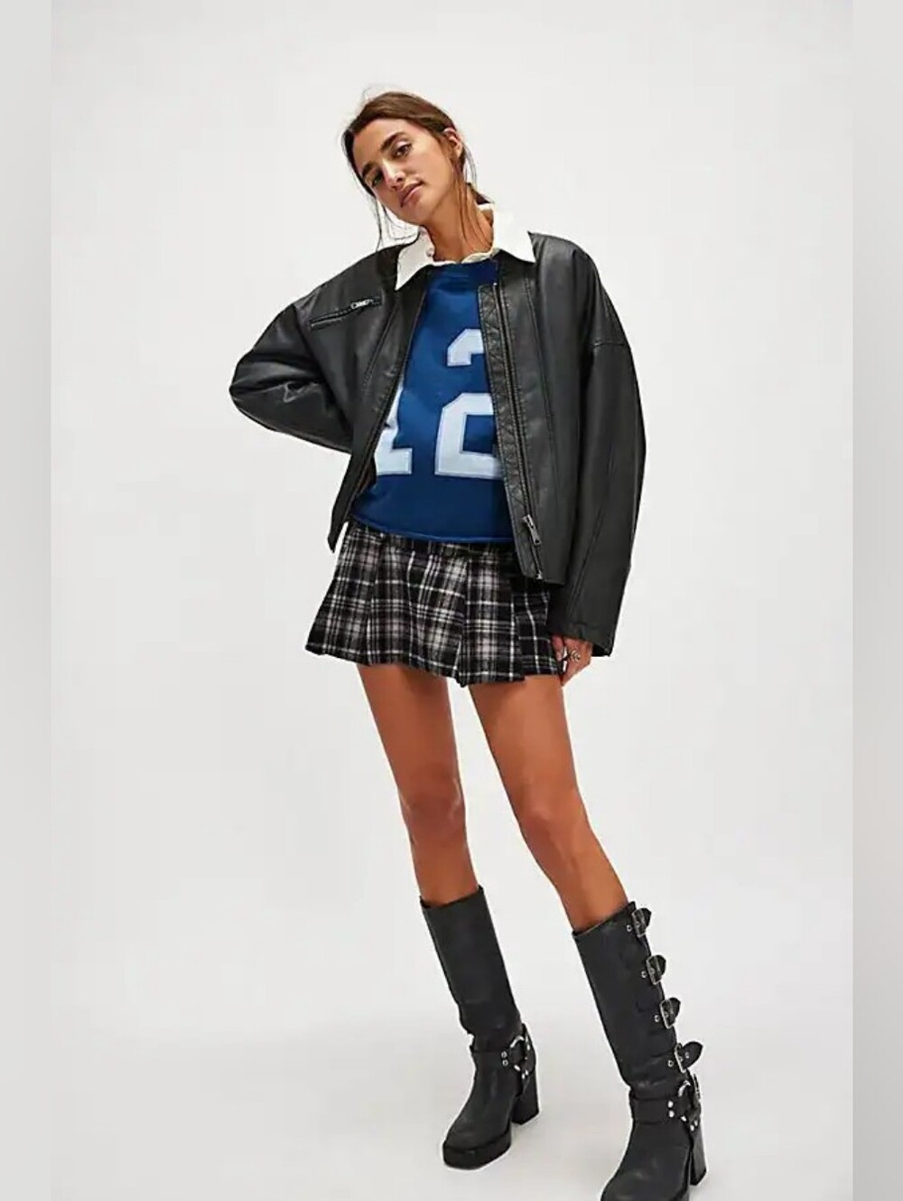 NWOT Free People Serena Plaid Micro Skort